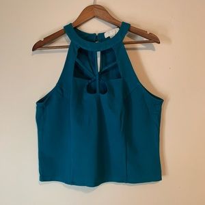 Forever 21 teal aztec cut out crop top